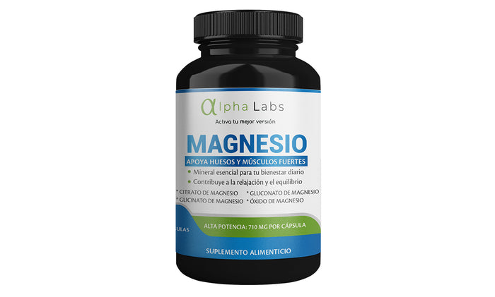 Magnesio Alpha Labs 710 mg por Cápsula | 60 Cápsulas | Mezcla de 4 Fuentes