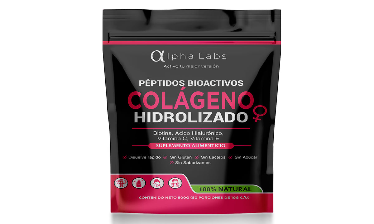 Colágeno Hidrolizado Alpha Labs | 500 g | Con Biotina y Ácido Hialurónico