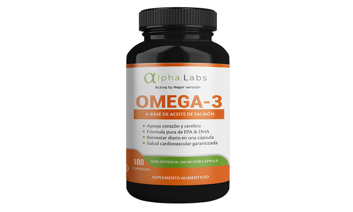Omega 3 Alpha Labs Aceite de Salmón | 180 Cápsulas | DHA 300 mg + EPA 150 mg