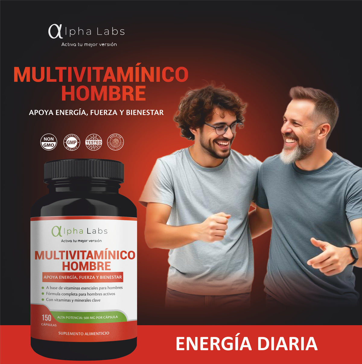 Multivitamínico Hombre Alpha Labs | 150 Cápsulas | Vitaminas y Minerales