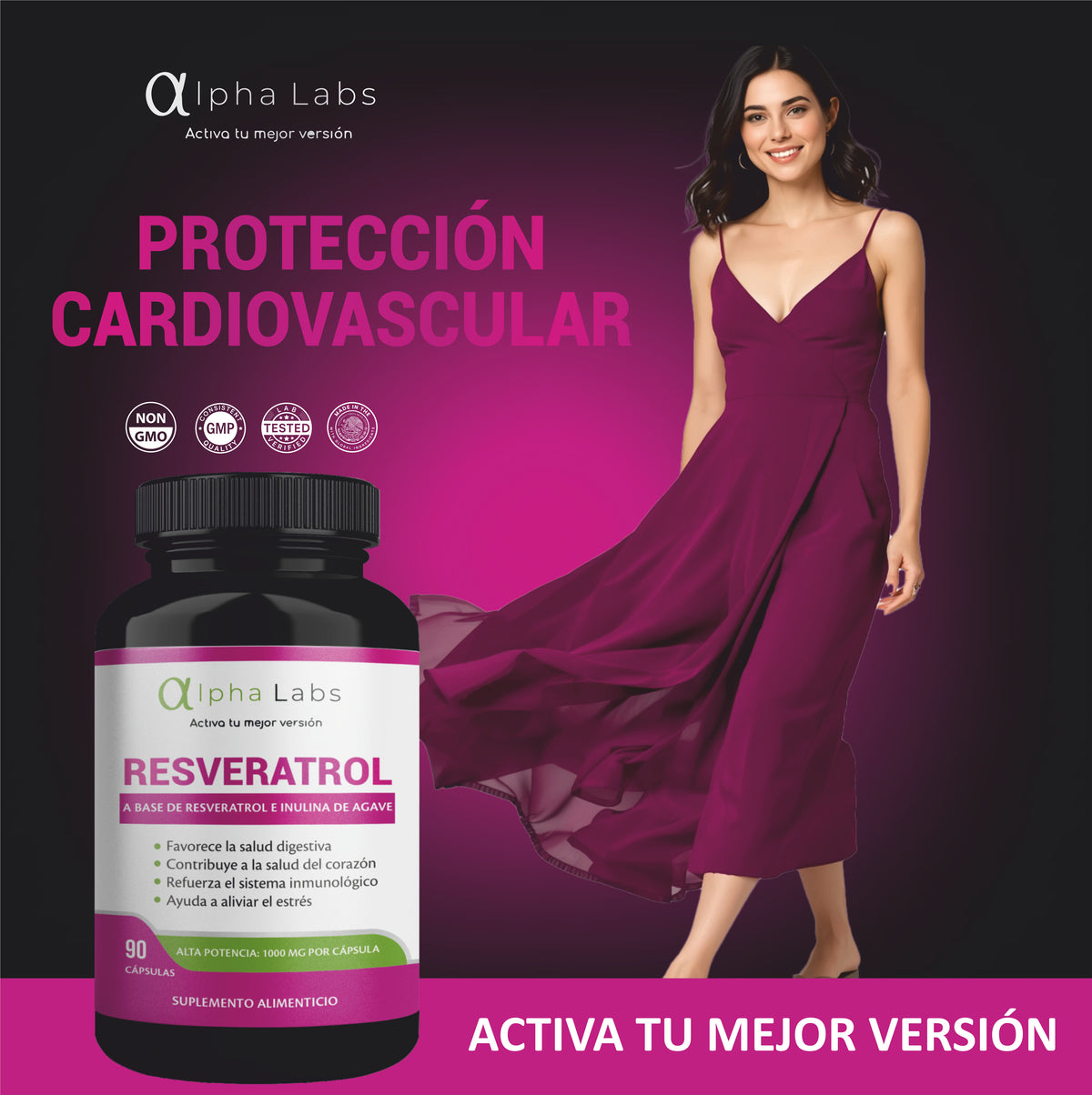 Resveratrol Alpha Labs 1000 mg por Cápsula | 90 Cápsulas