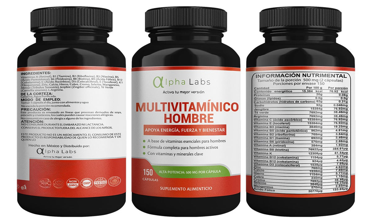 Multivitamínico Hombre Alpha Labs | 150 Cápsulas | Vitaminas y Minerales