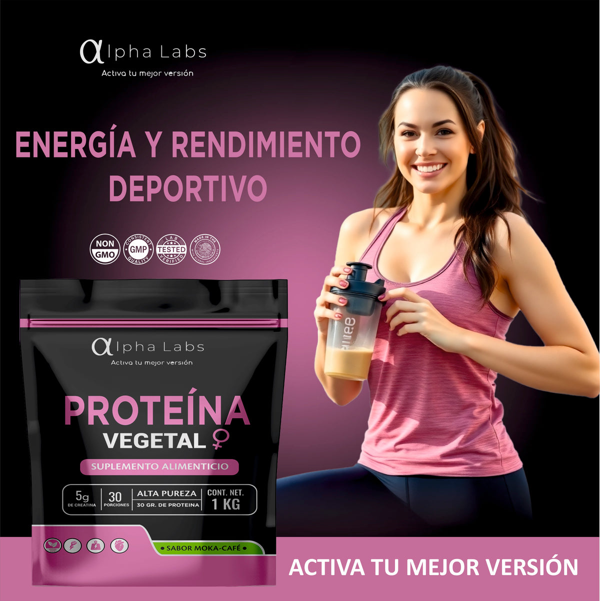 Proteína Mujer Alpha Labs Moka Café | 24 g Proteína | Inositol + AH | 1 kg