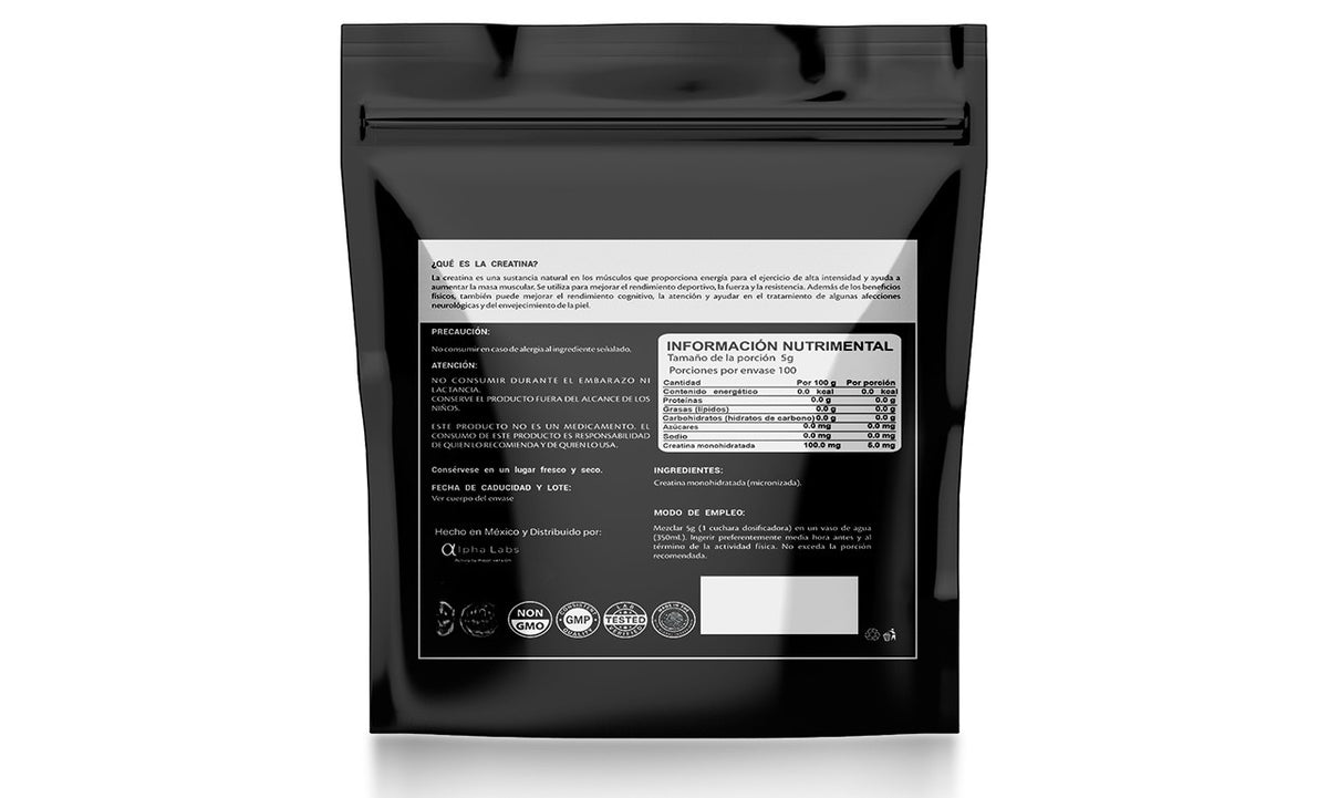 Creatina Monohidratada Micronizada Alpha Labs | 5 g por Porción | 500 g