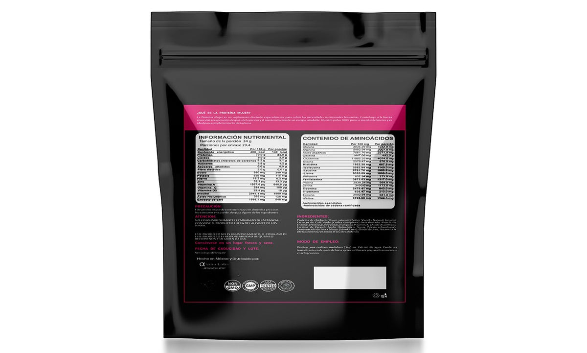 Proteína Mujer Alpha Labs Vainilla | 24 g Proteína | Creatina + Inositol | 1 kg