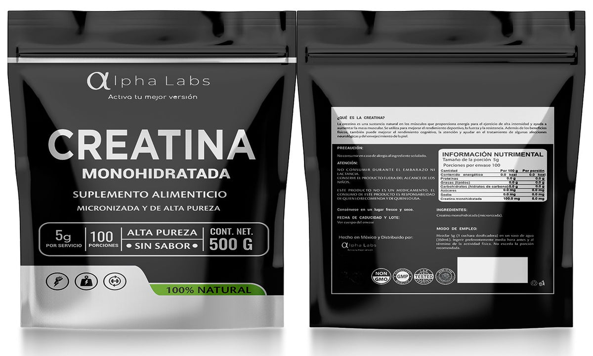 Creatina Monohidratada Micronizada Alpha Labs | 5 g por Porción | 500 g
