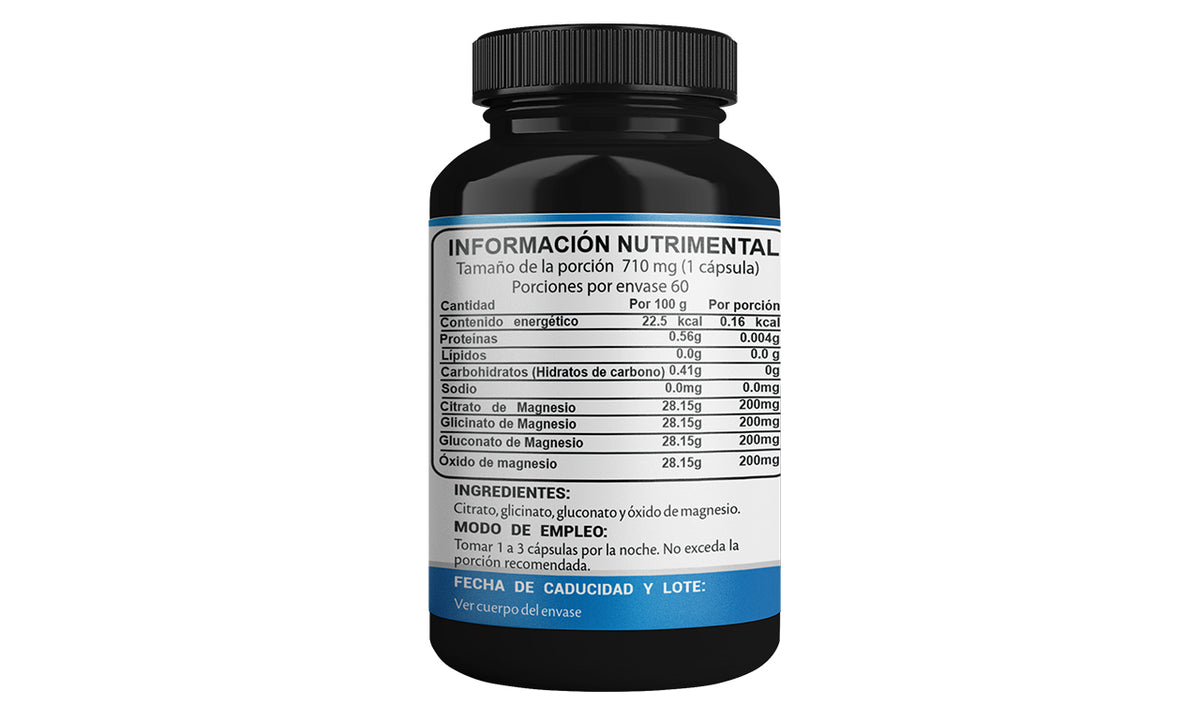 Magnesio Alpha Labs 710 mg por Cápsula | 60 Cápsulas | Mezcla de 4 Fuentes